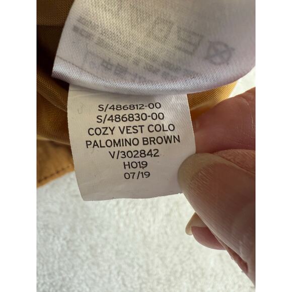 Gap Mens Puffer Vest Medium Colorblock Tan Navy Fall Utility Rugged Streetwear - Picture 5 of 7